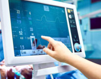 Monitoring patient's vital sign in operating room. Cardiogram monitor during surgery in operation room.